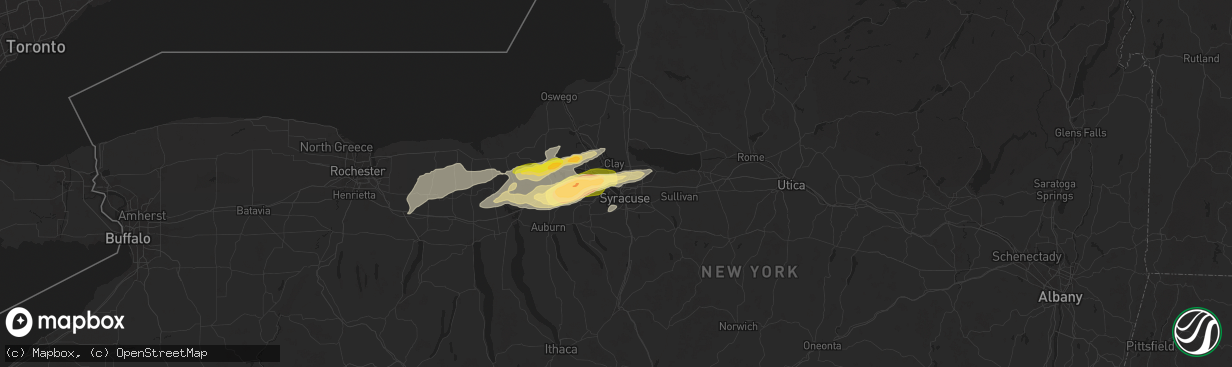 Hail map in Liverpool, NY on August 24, 2025