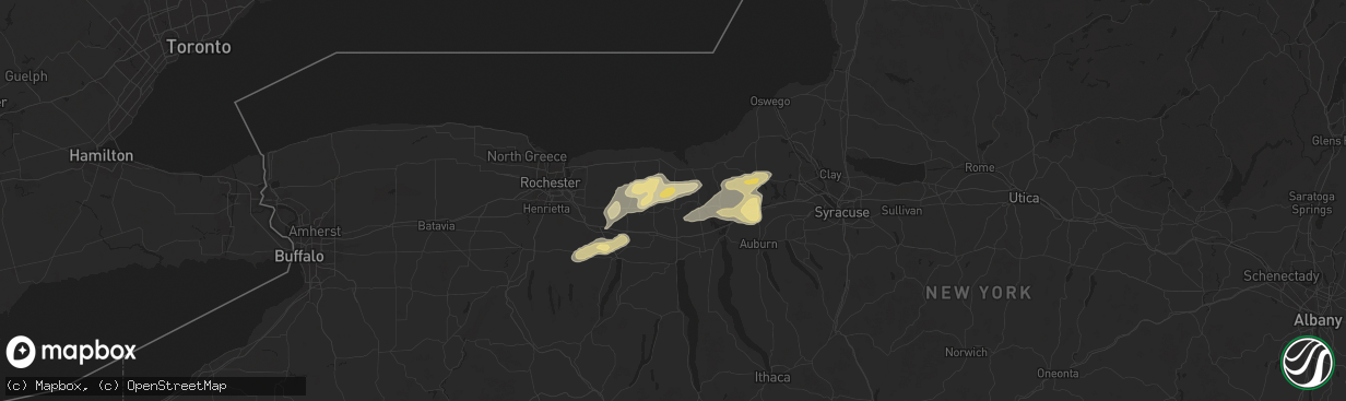 Hail map in Lyons, NY on August 24, 2025