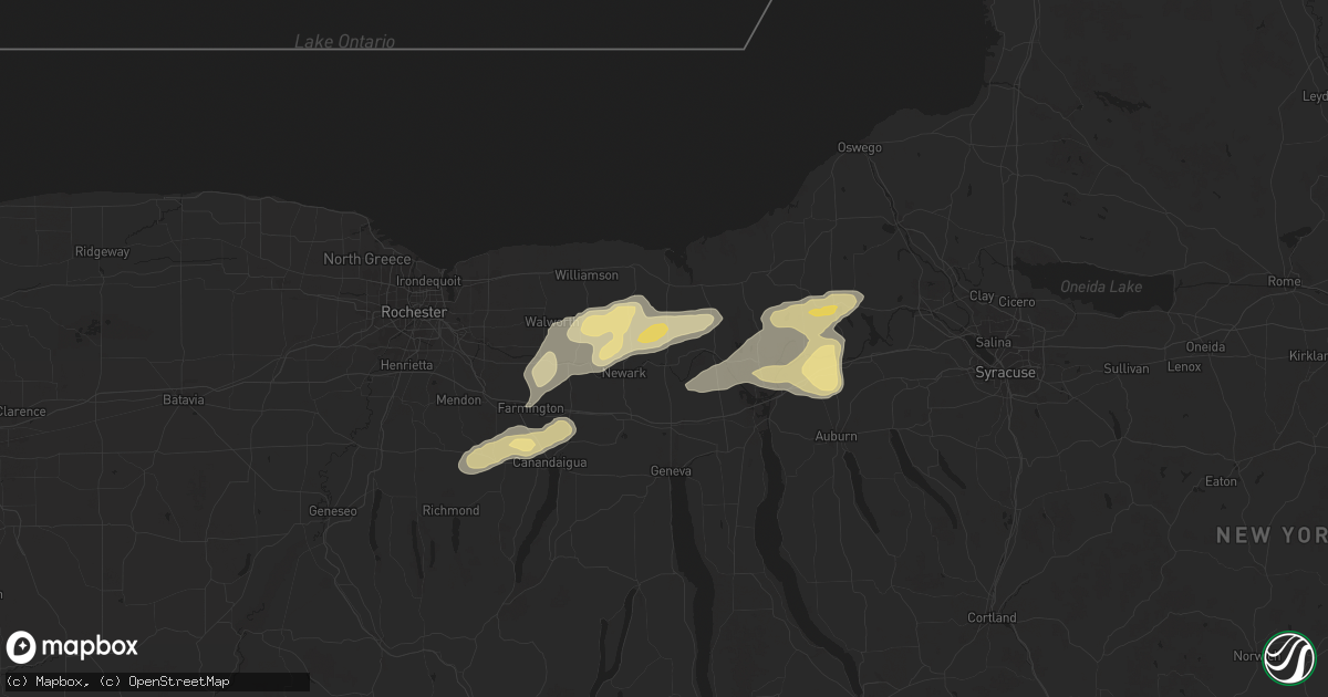 Hail map in Lyons, NY on August 24, 2025