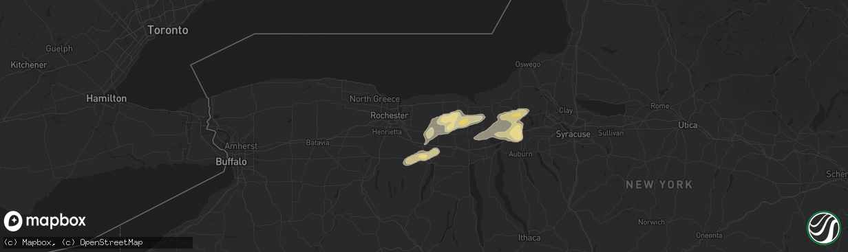 Hail map in Macedon, NY on August 24, 2025