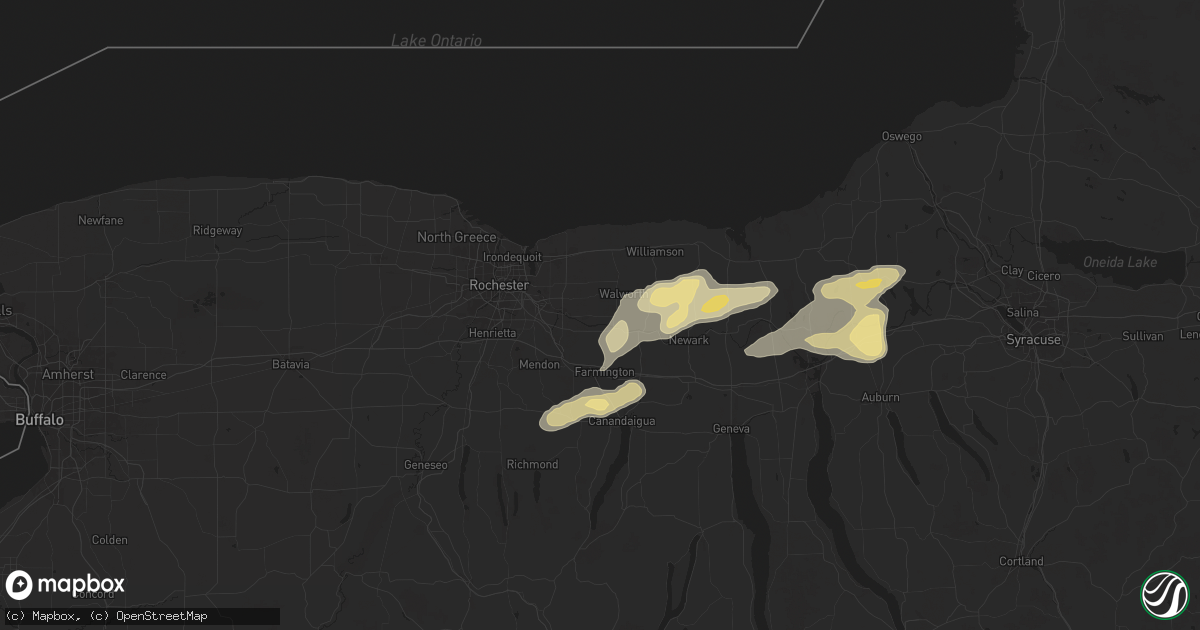 Hail map in Macedon, NY on August 24, 2025