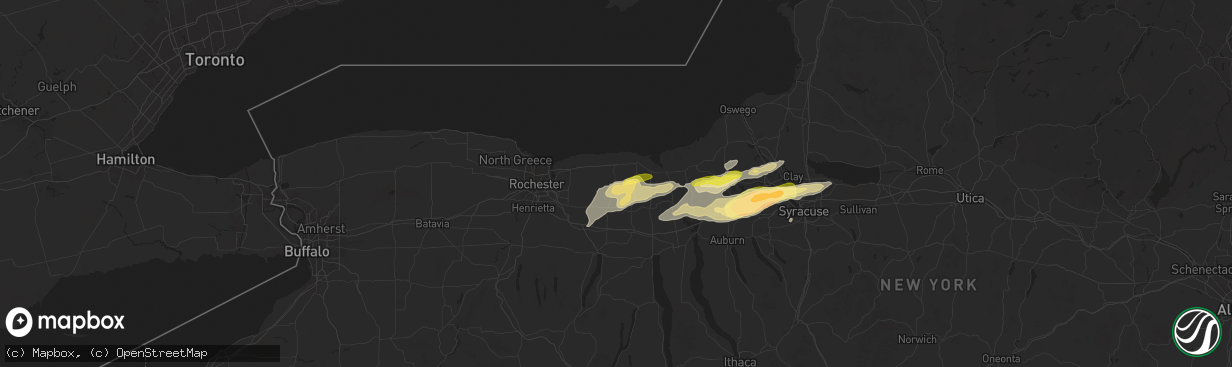 Hail map in Marion, NY on August 24, 2025