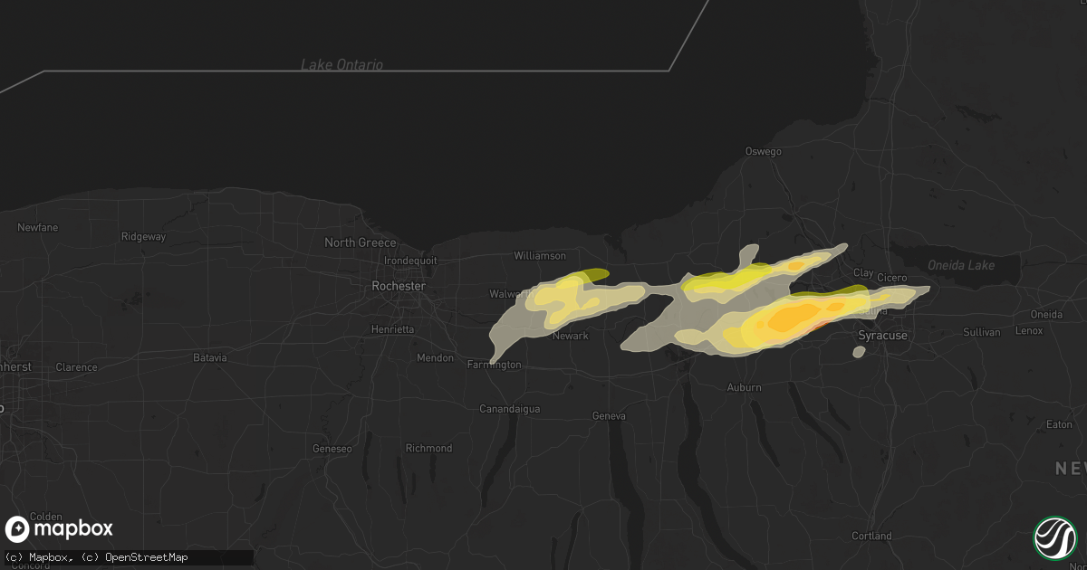 Hail map in Marion, NY on August 24, 2025