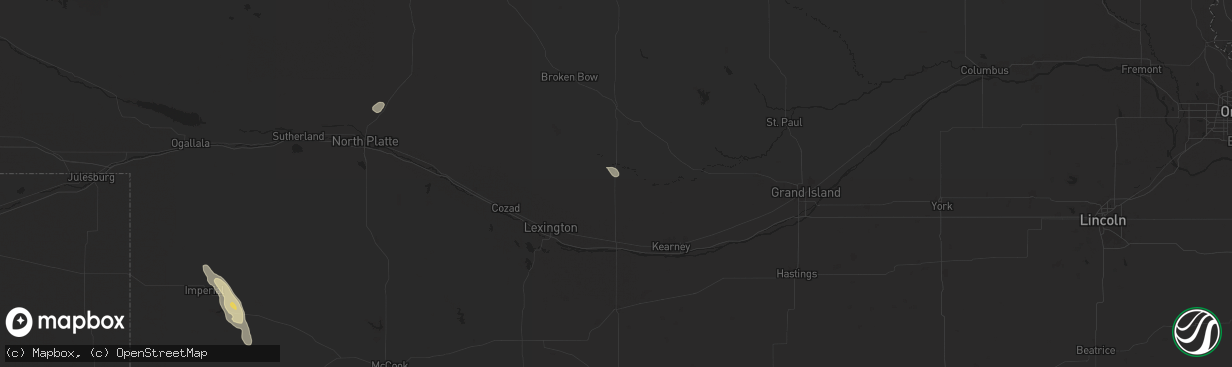 Hail map in Miller, NE on August 24, 2025