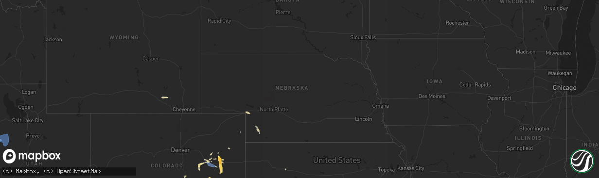 Hail map in Nebraska on August 24, 2025