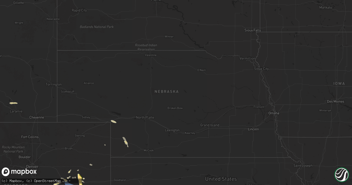 Hail map in Nebraska on August 24, 2025