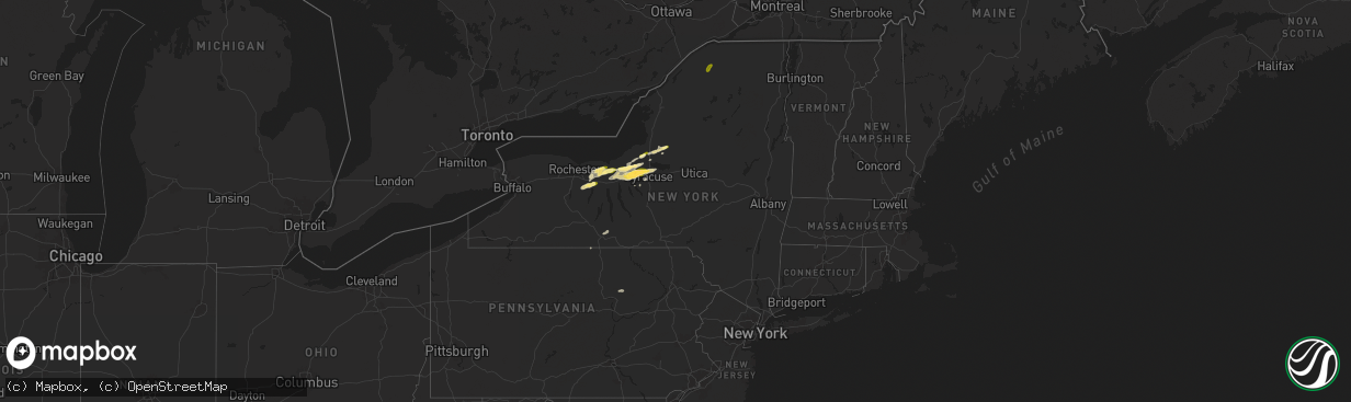 Hail map in New York on August 24, 2025