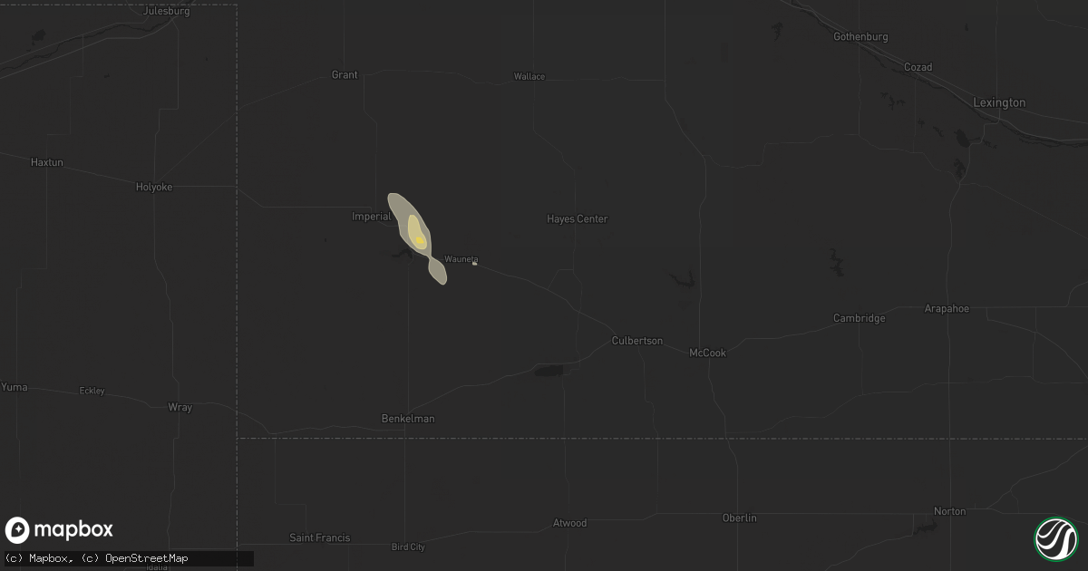 Hail map in Palisade, NE on August 24, 2025