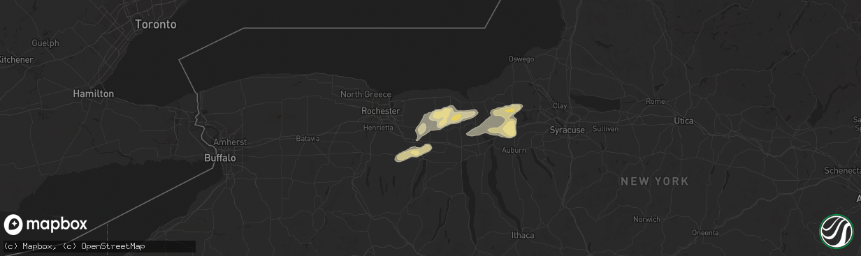 Hail map in Palmyra, NY on August 24, 2025
