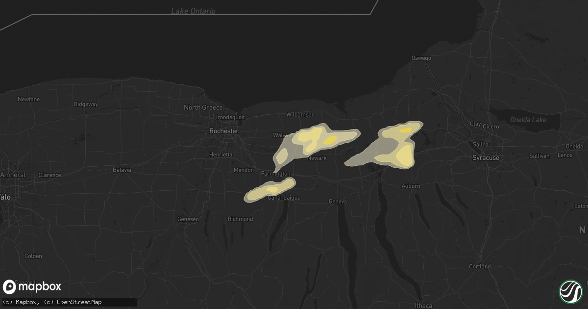 Hail map in Palmyra, NY on August 24, 2025