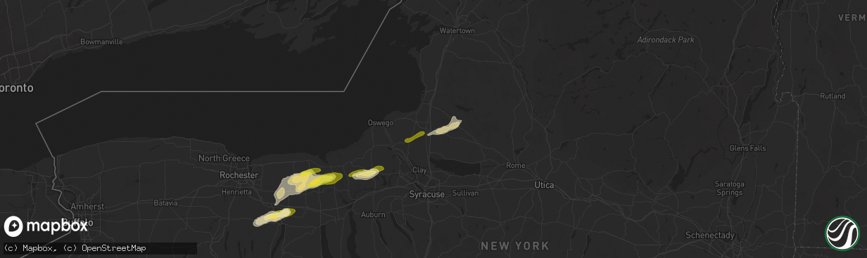 Hail map in Parish, NY on August 24, 2025