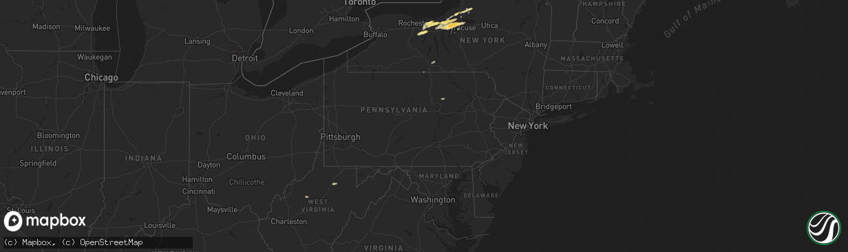 Hail map in Pennsylvania on August 24, 2025