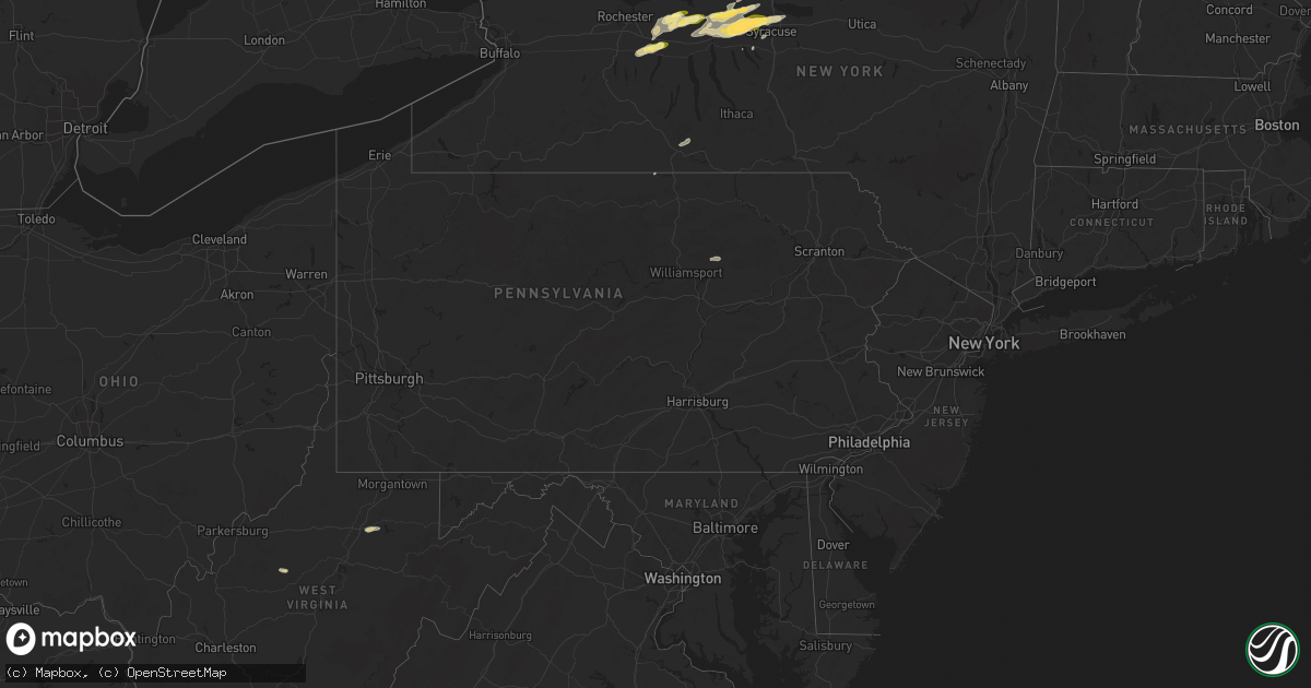 Hail map in Pennsylvania on August 24, 2025