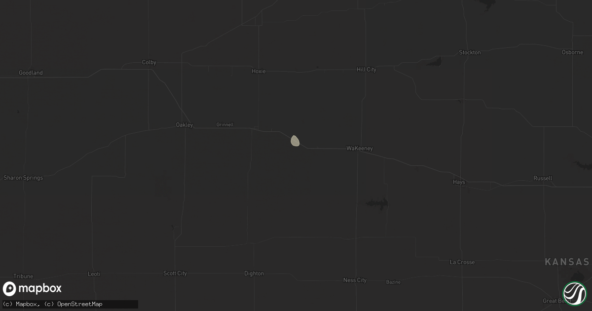 Hail map in Quinter, KS on August 24, 2025