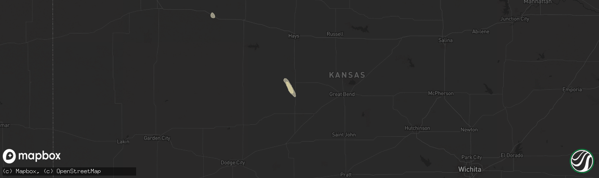 Hail map in Rush Center, KS on August 24, 2025