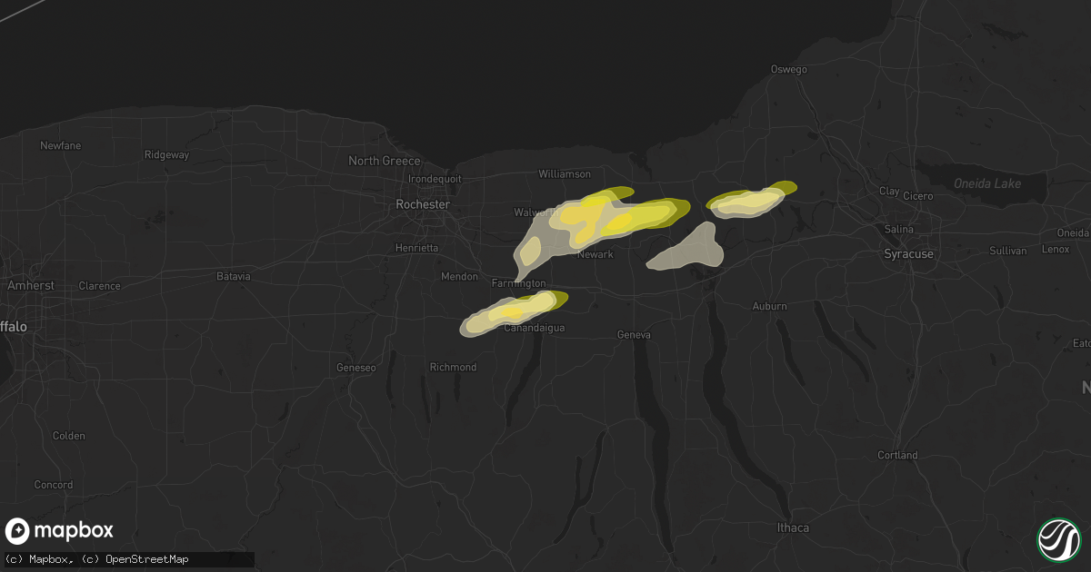 Hail map in Shortsville, NY on August 24, 2025