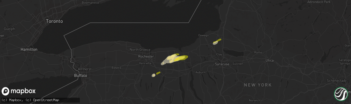 Hail map in Sodus, NY on August 24, 2025