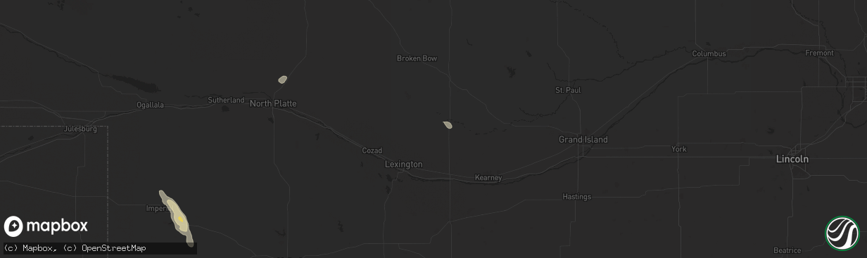 Hail map in Sumner, NE on August 24, 2025