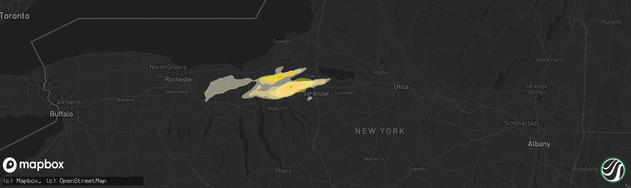 Hail map in Syracuse, NY on August 24, 2025