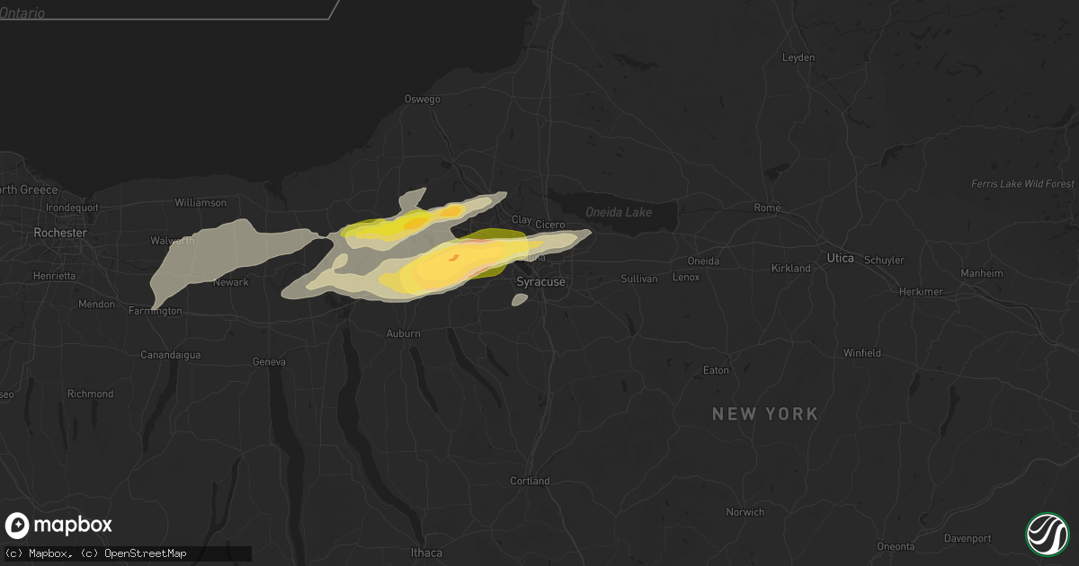 Hail map in Syracuse, NY on August 24, 2025