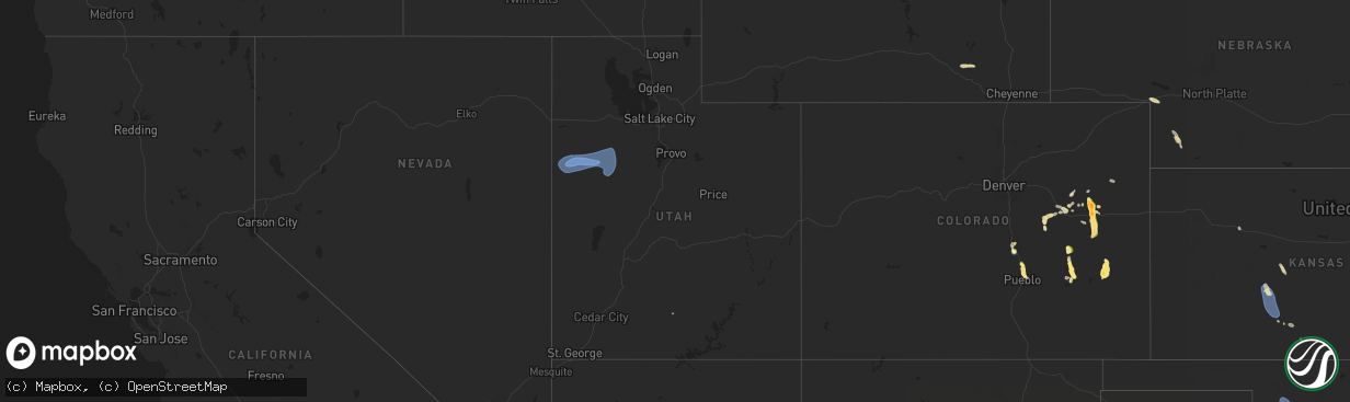 Hail map in Utah on August 24, 2025