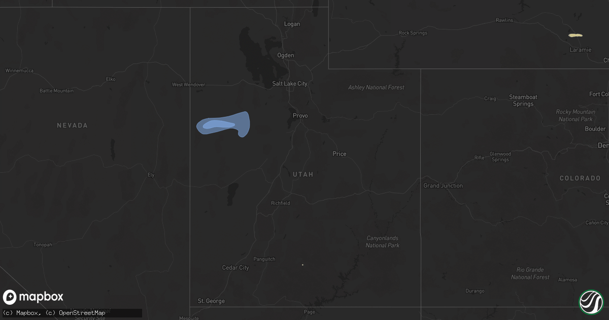Hail map in Utah on August 24, 2025