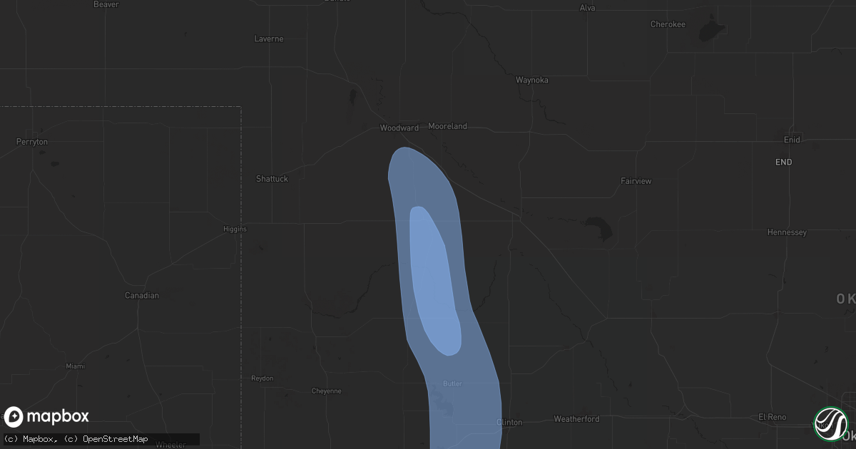 Hail map in Vici, OK on August 24, 2025