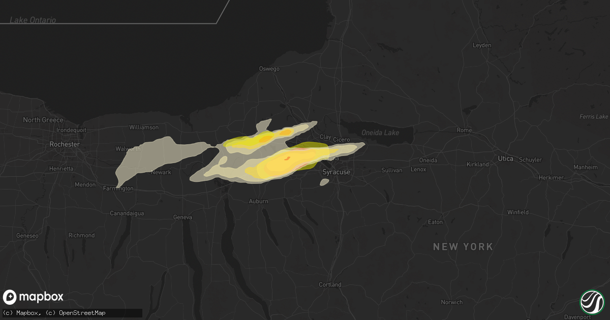Hail map in Warners, NY on August 24, 2025