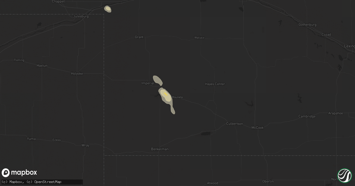 Hail map in Wauneta, NE on August 24, 2025