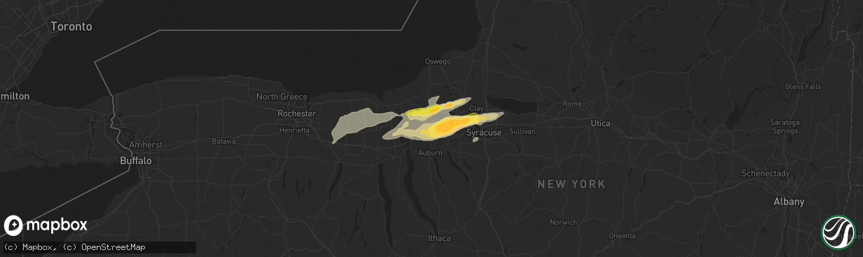 Hail map in Weedsport, NY on August 24, 2025