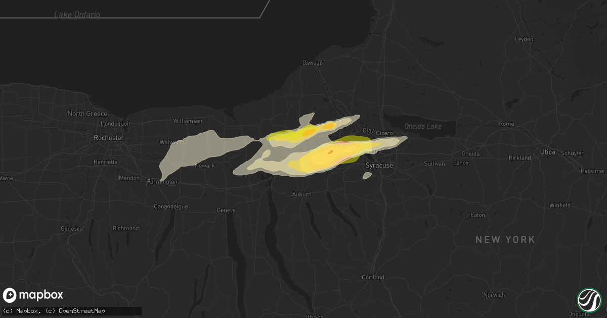 Hail map in Weedsport, NY on August 24, 2025