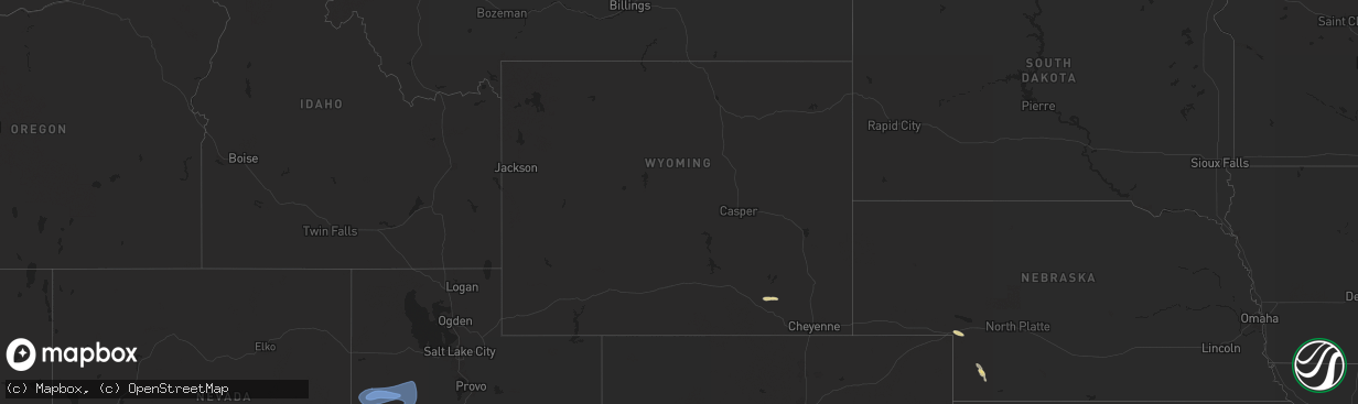 Hail map in Wyoming on August 24, 2025