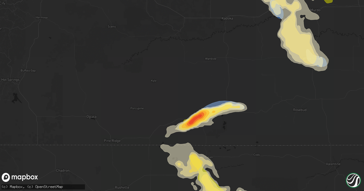 Hail map in Allen, SD on August 24, 2026