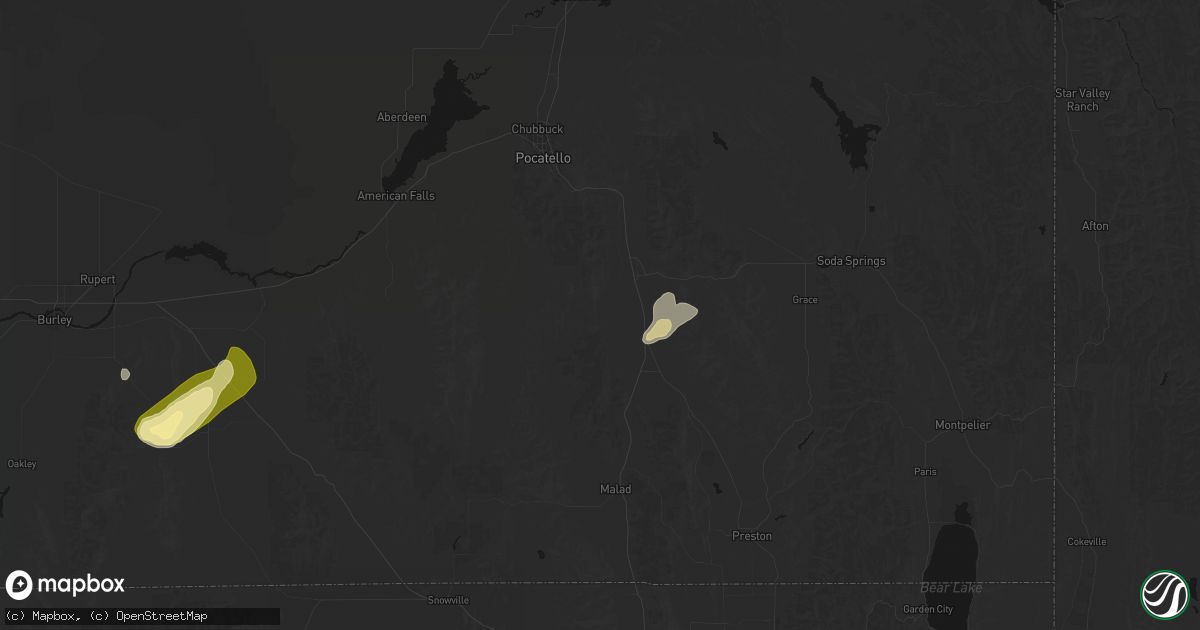 Hail map in Arimo, ID on August 24, 2026