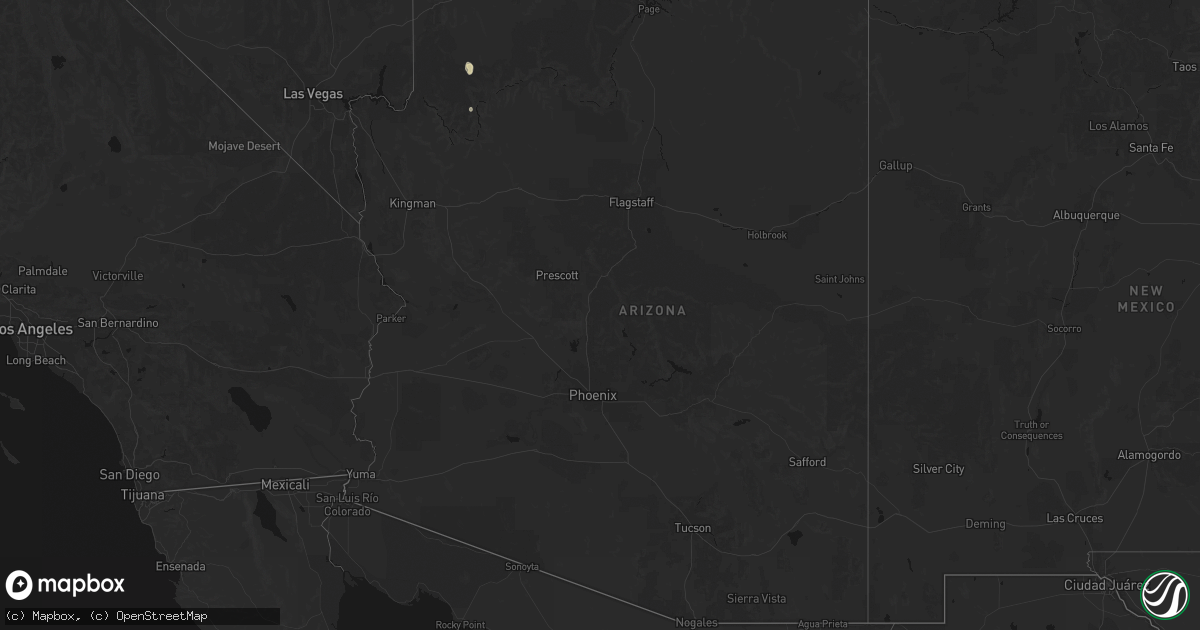 Hail map in Arizona on August 24, 2026