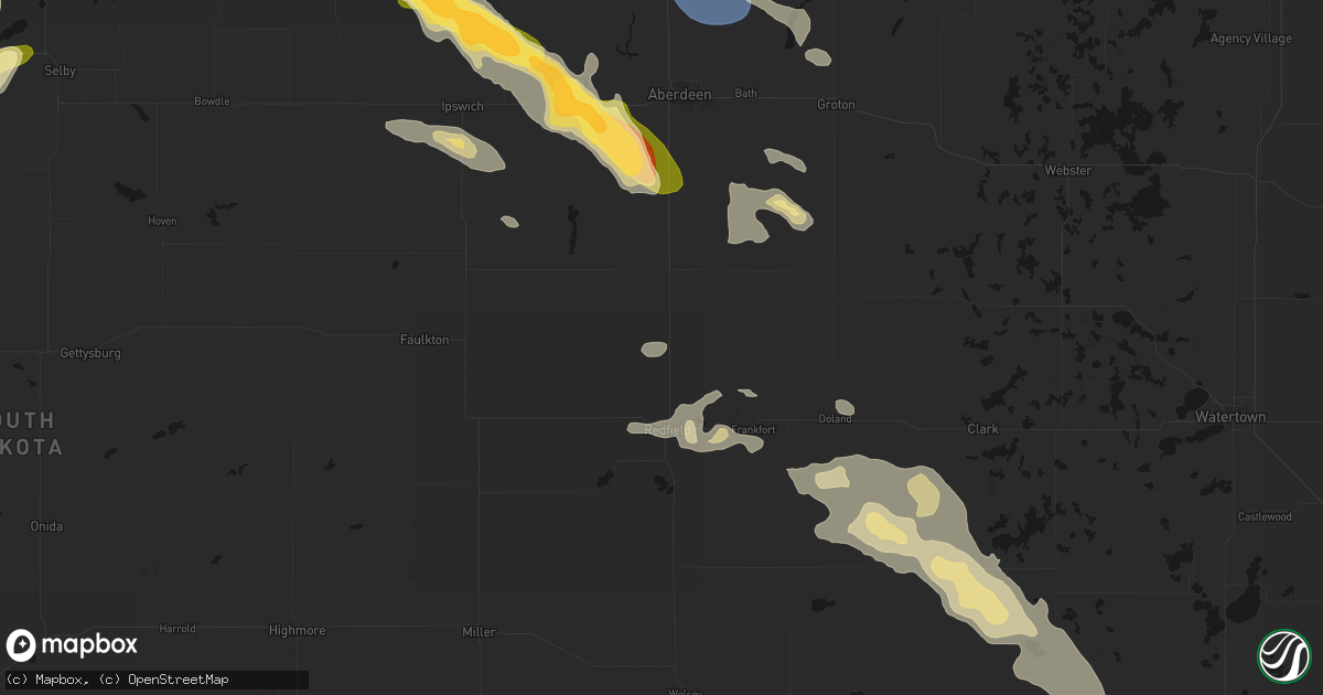 Hail map in Ashton, SD on August 24, 2026