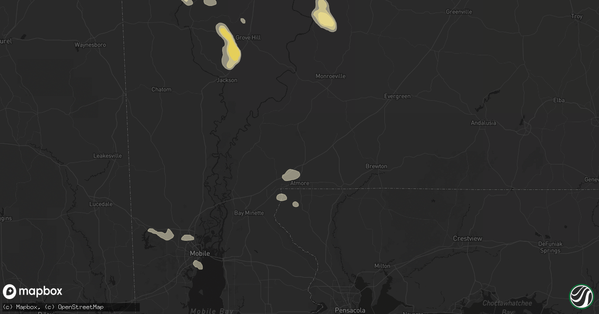 Hail map in Atmore, AL on August 24, 2026
