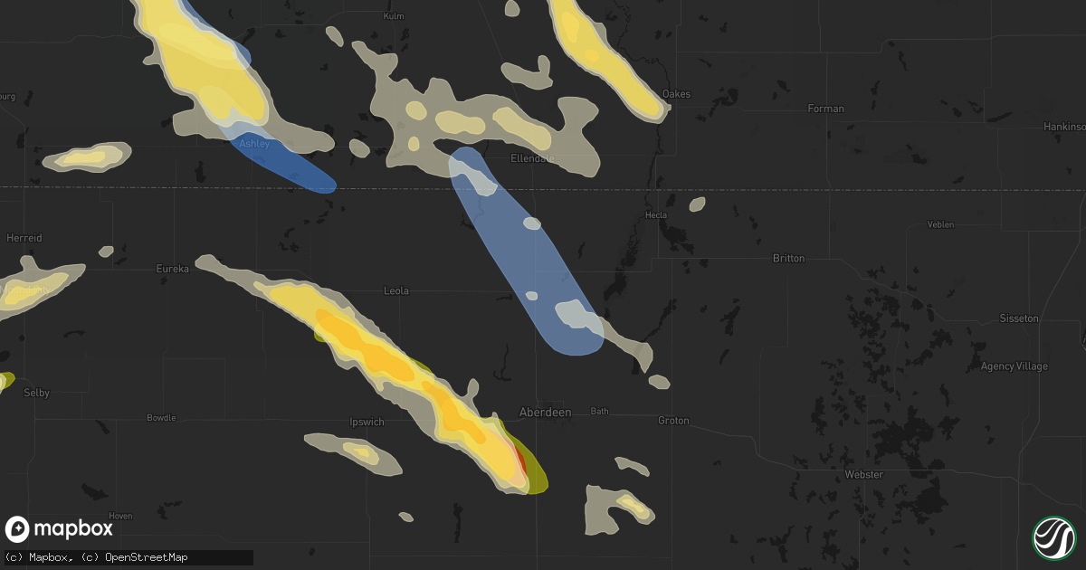 Hail map in Barnard, SD on August 24, 2026
