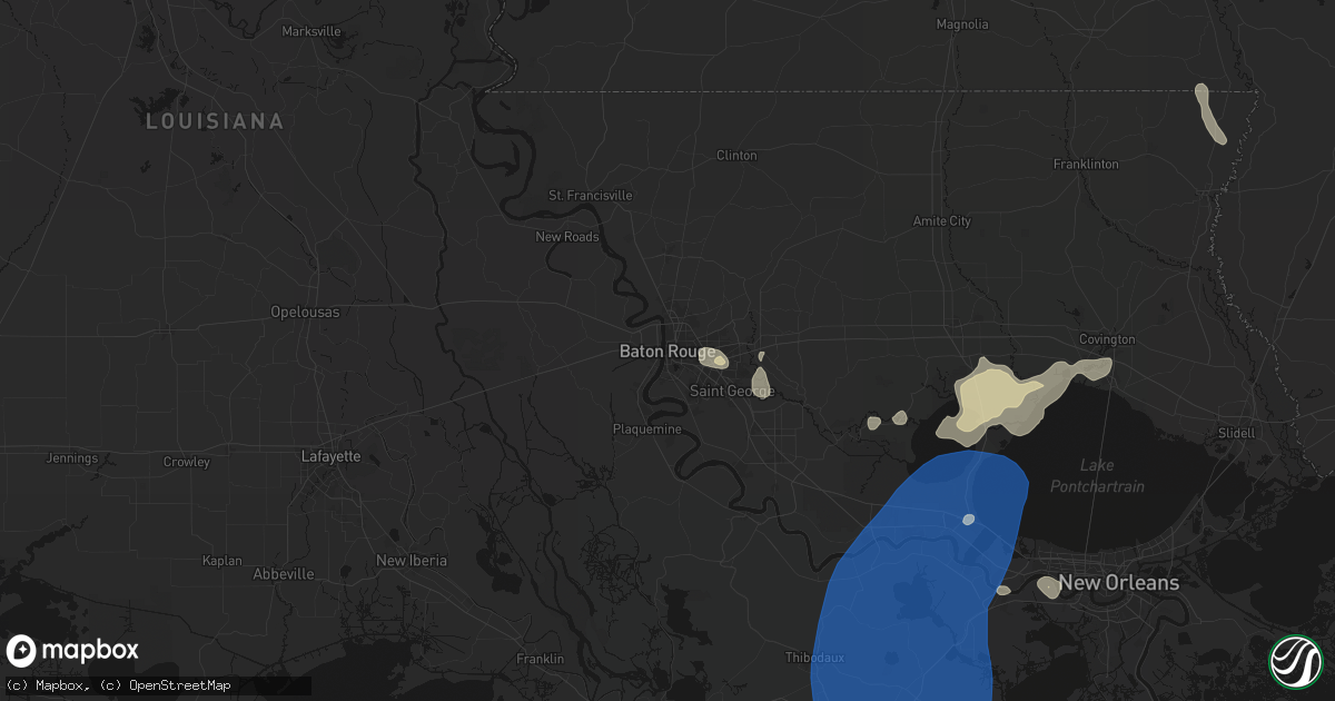 Hail map in Baton Rouge, LA on August 24, 2026
