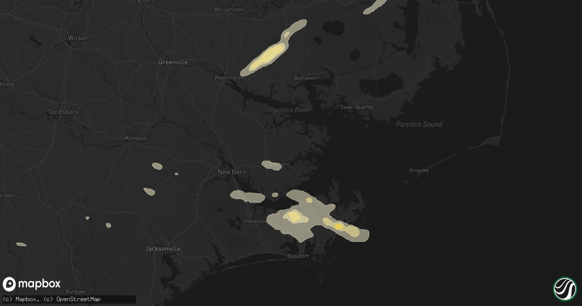 Hail map in Bayboro, NC on August 24, 2026
