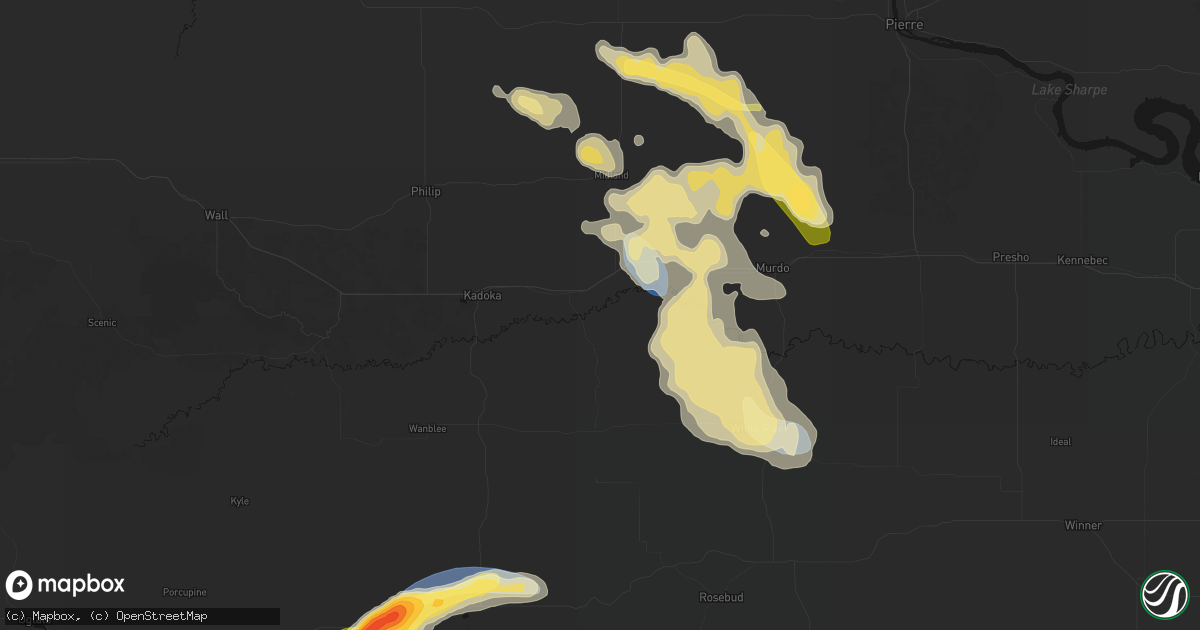 Hail map in Belvidere, SD on August 24, 2026