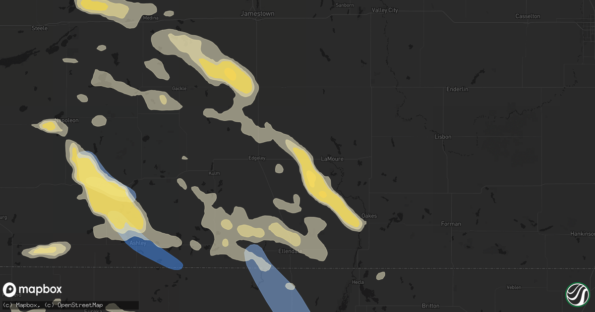 Hail map in Berlin, ND on August 24, 2026