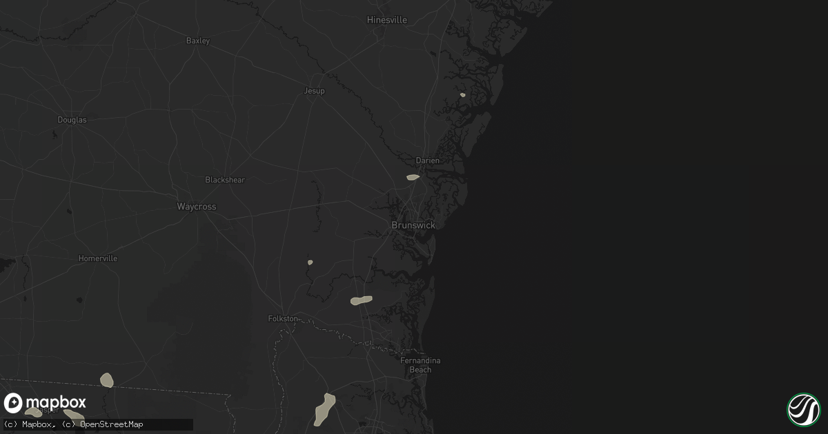 Hail map in Brunswick, GA on August 24, 2026