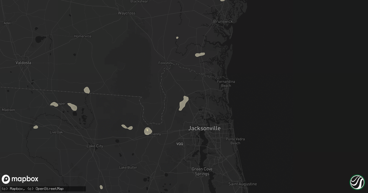 Hail map in Callahan, FL on August 24, 2026