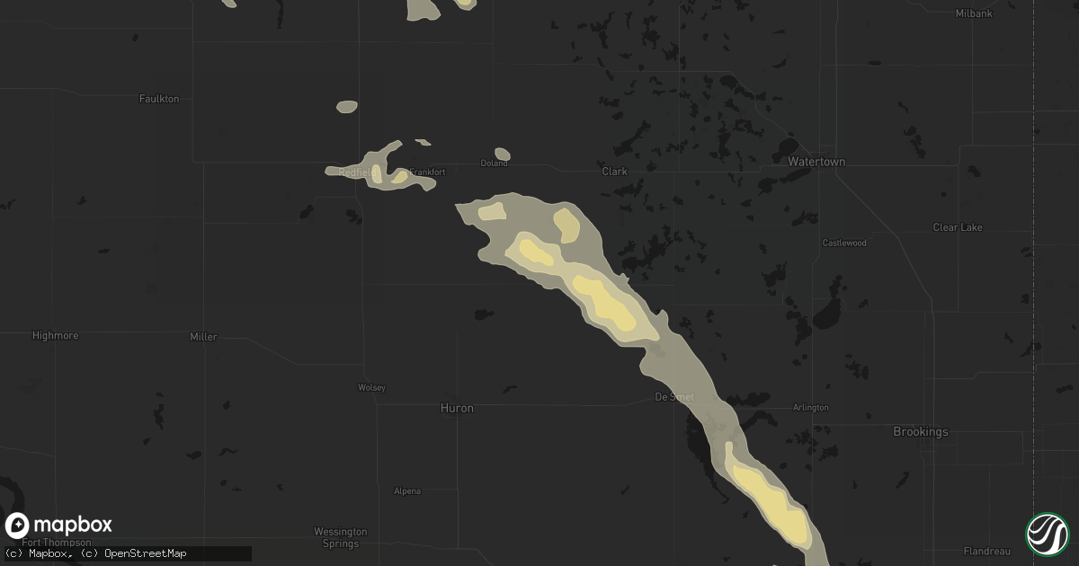 Hail map in Carpenter, SD on August 24, 2026