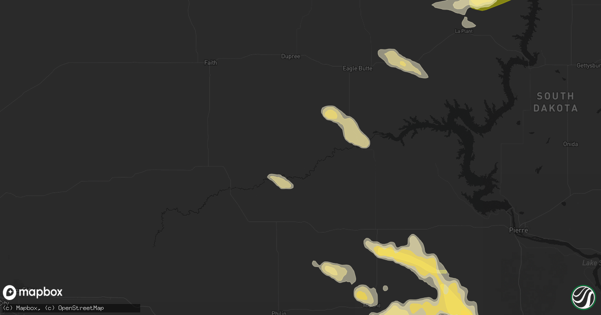 Hail map in Cherry Creek, SD on August 24, 2026