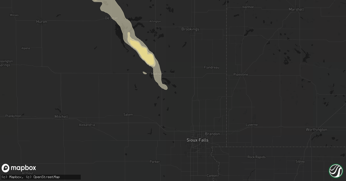 Hail map in Chester, SD on August 24, 2026