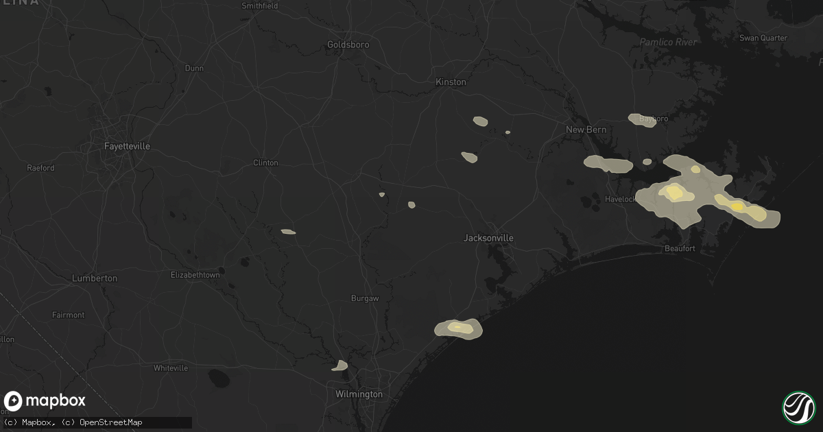 Hail map in Chinquapin, NC on August 24, 2026