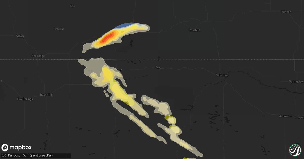 Hail map in Cody, NE on August 24, 2026