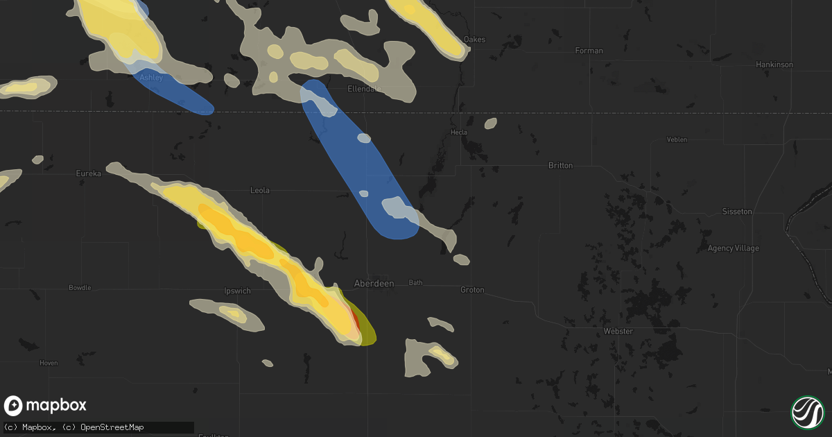 Hail map in Columbia, SD on August 24, 2026